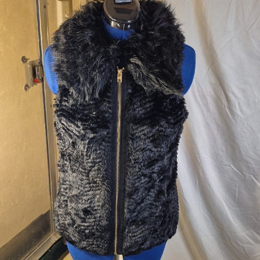 Marc New York Black Faux Fur Vest